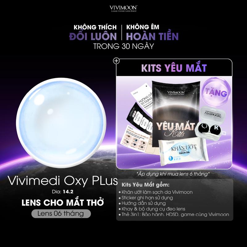 6 MONTHS Kính áp tròng Vivimoon Lens cận trong suốt HSD 6 tháng Vivimedi Oxy Plus cho mắt thở chất liệu Silicone hydrogel đeo êm mềm Giá 01 đôi