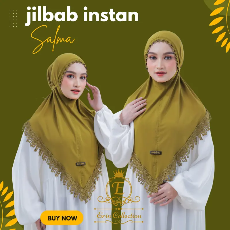 erin collection jilbab instan renda salma hijab jersey premium mewah Bergo Wanita 2