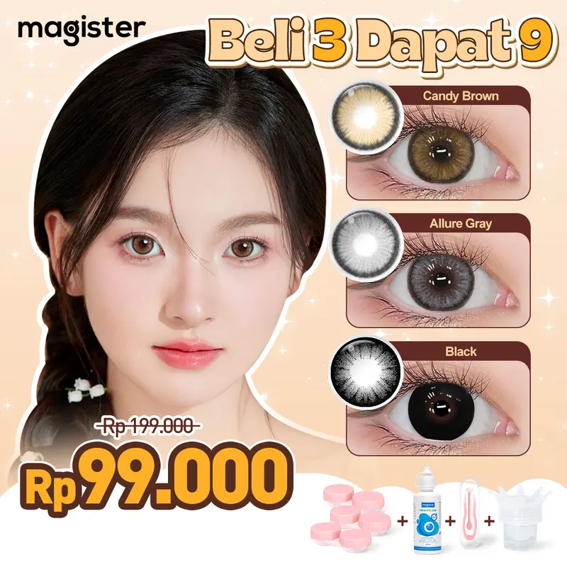 [COD&HOT] Magister Big Eye Softlens  (0.00 s/d -6.00) Super Softlens Paket Komplit Lensa Kontak 14.0-14.5mm Softlens Grey Softlens Brown Soflens Murah Membuat Mata Lebih Besa Contact   soft lens minus 0