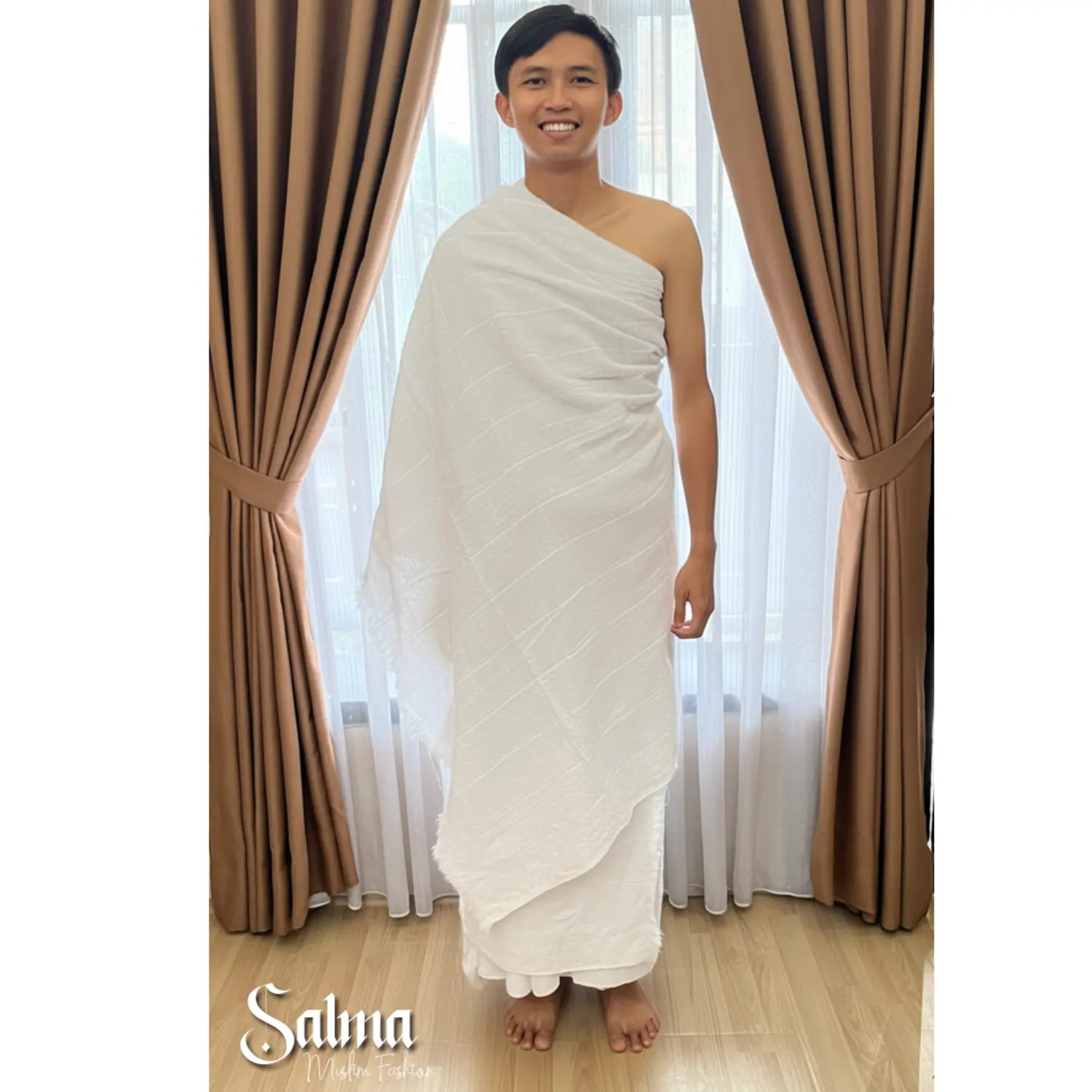 Salma Kain Ihram Ihrom Ikhrom Umroh dan Haji Bahan Premium Ukuran Pria Dewasa 115x230 cm Nyaman Sejuk dan Tahan Lama Ideal untuk Ibadah