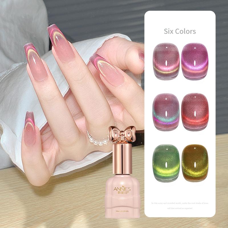Sơn Gel Móng Tay 10ml 6 Màu Pha Lê Ánh Sáng Đôi Dopamine Kiểu Mắt Mèo Từ Tính
