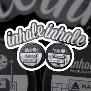 Stiker Cutting Bulat Bertuliskan inhale motif 3 core ada 2 varian