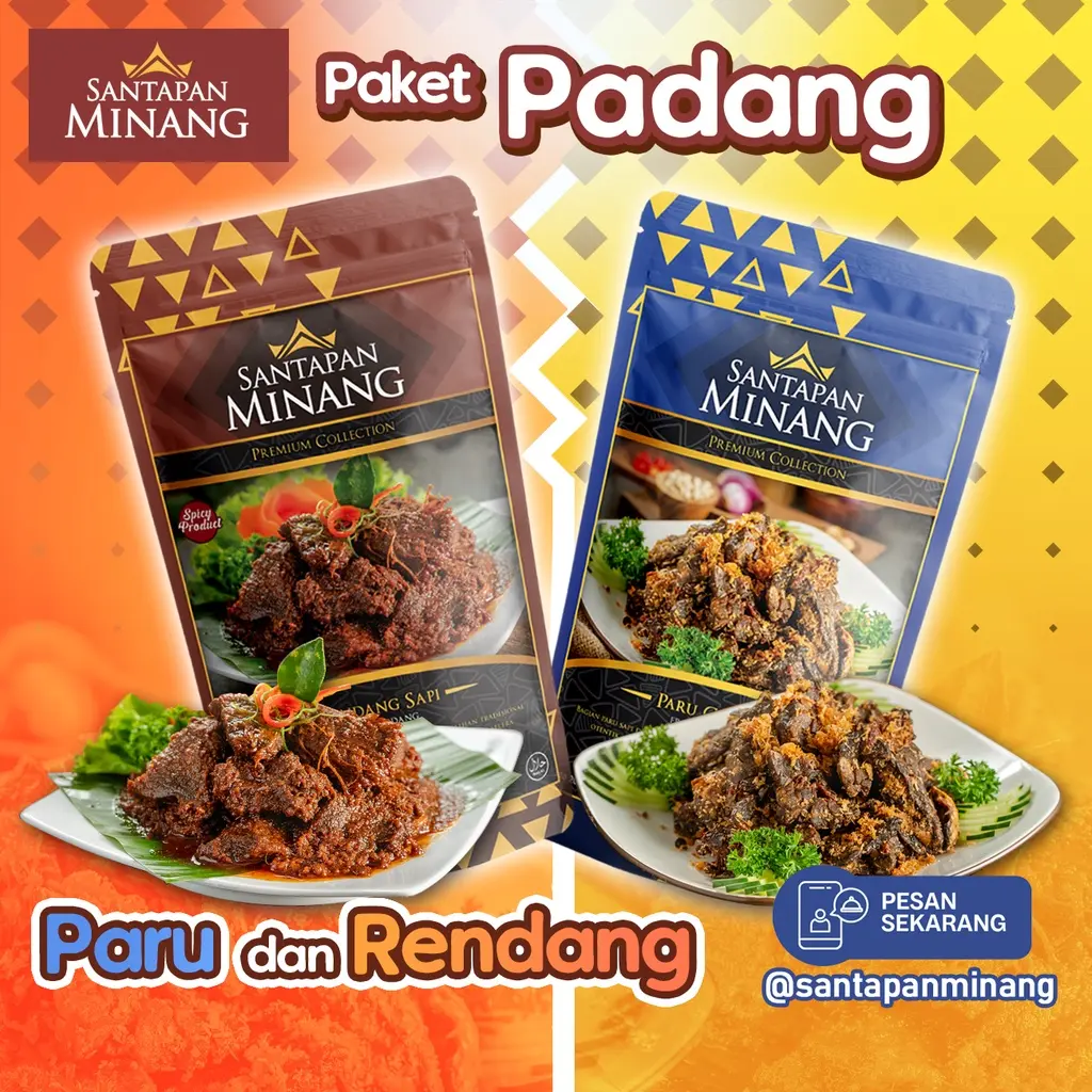 Santapan Minang Paket Padang Rendang Sapi dan Paru Goreng