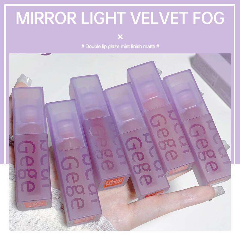 Son bóng hai lớp Mirror Face Matte Velvet Lip Glaze, son bóng dưỡng ẩm lâu trôi.
