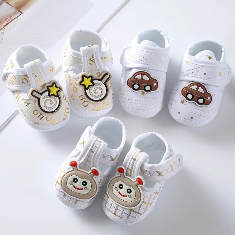 Giày Vải Bé Trai Bé Gái 0-12 Tháng Tuổi Giày Đi Bộ Thiết Kế Họa Tiết Hoạt Hình Trọng Lượng Nhẹ 0