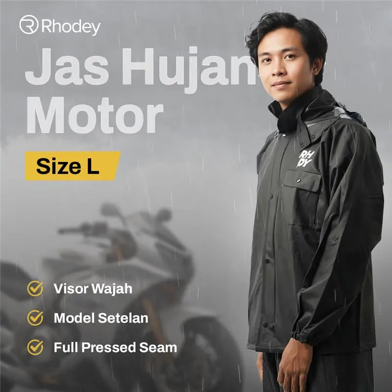 Rhodey Jas Hujan Setelan Motor Visor PVC Waterproof Raincoat L - ZY-12
