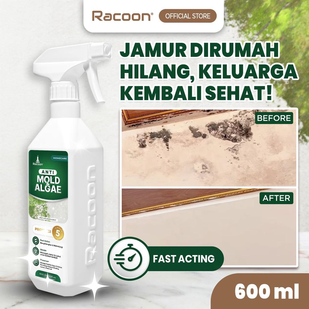 RACOON Anti Mold & Algae Spray | Anti Jamur & Lumut Semua Permukaan 600ML Cairan unikleen  stain remover
