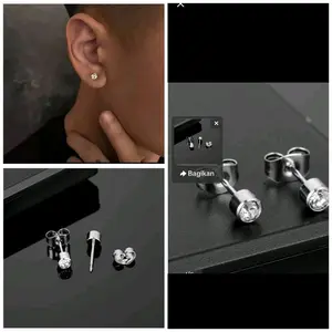 ANTING TINDIK PERMATA STAINLESS STEEL PRIA DAN WANITA ANTI KARAT Titanium Earings Bahan Tahan Karat Desain Unisex Cocok untuk Berbagai Kesempatan