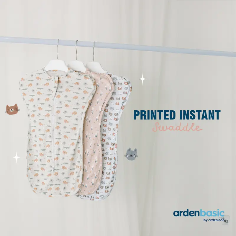 ARDENLEON ArdenBasic Printed Instant Swaddle Bedong Bayi Putih 1