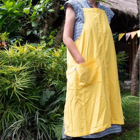 Linen apron masak (Yellow)