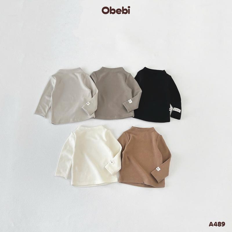 CB134: Combo 2 A489 Áo Thun Giữ Nhiệt Cổ Liền Thời Trang Thu Đông Cho Bé Trai Bé Gái Obebi