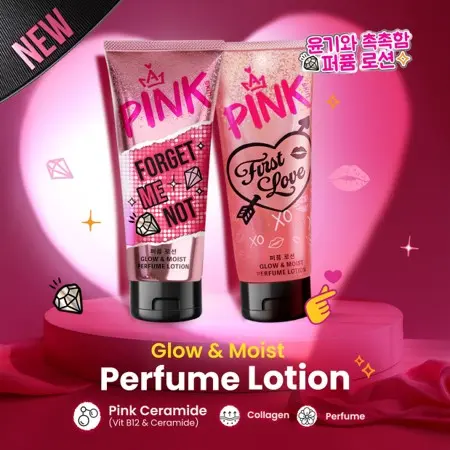 Mix Pink Skin Perfume Lotion Forget Me Not & First Love 180ml isi 2pcs Ceramide Mencerahkan Wangi