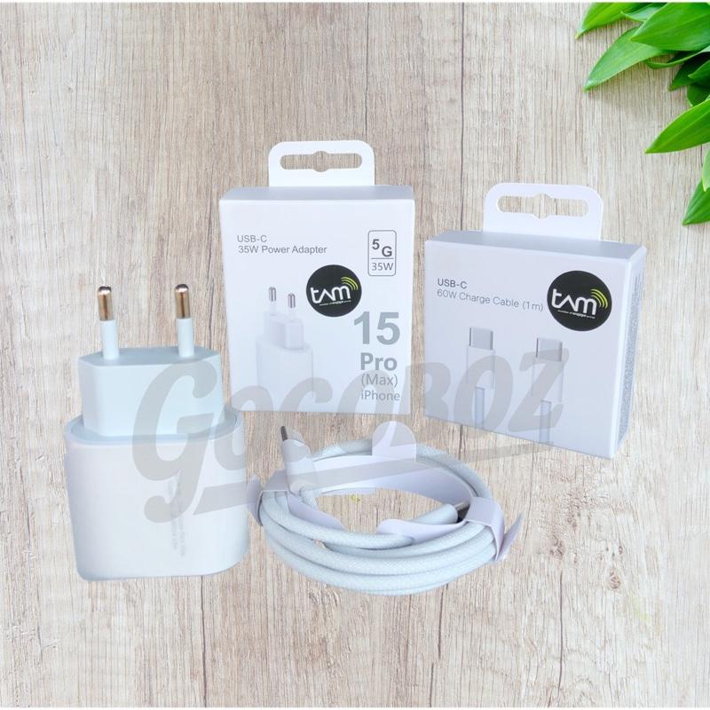 Charger Fast Charger 35W + Kabel C to C Braided for iP 15 16 17 GARANSI 1 TAHUN