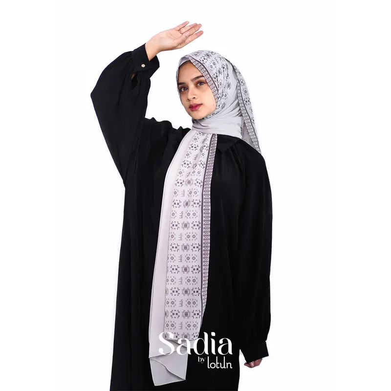 Lotun Sadia Series - Hijab Pashmina Printing Motif Etnik Material Ceruty Premium 195x74cm - Stone 2