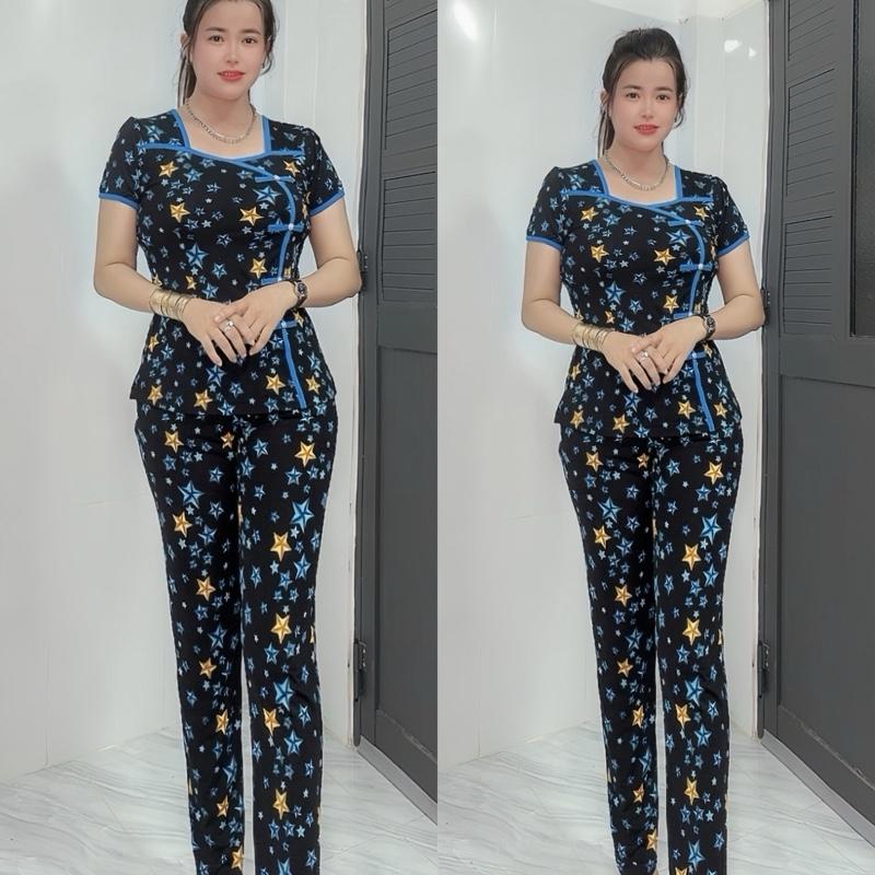 SÉT BỘ THUN ATI ,QUẦN DÀI ỐNG ÔM.SIZE 48-85KG đồ bộ nữ.đồ bộ may sẵn giá rẻ.đồ bộ thun Women.đồ bộ Tâm Đan Voi Áo Top Polo Sọc Kẻ 5