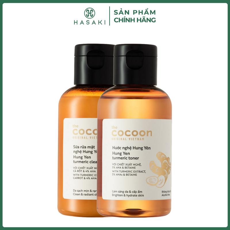  Combo Cocoon Sữa Rửa Mặt Và Nước Hoa Hồng Từ Nghệ Hưng Yên 2x140ml | HASAKI BEAUTY 