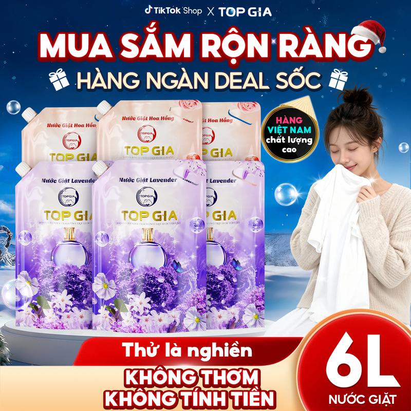 MUA 2 TẶNG 4 - Combo 3 Túi Nước giặt xả TopGia hương Lavender Tặng 3 Túi Nước Giặt Xả Hoa Hồng - Nước giặt xả quần áo làm sạch ngừa khuẩn làm mềm vải và lưu hương dài lâu 1L nuoc giat nth SẢN XUẤT TẠI VIỆT NAM nth pttl bta nội bộ