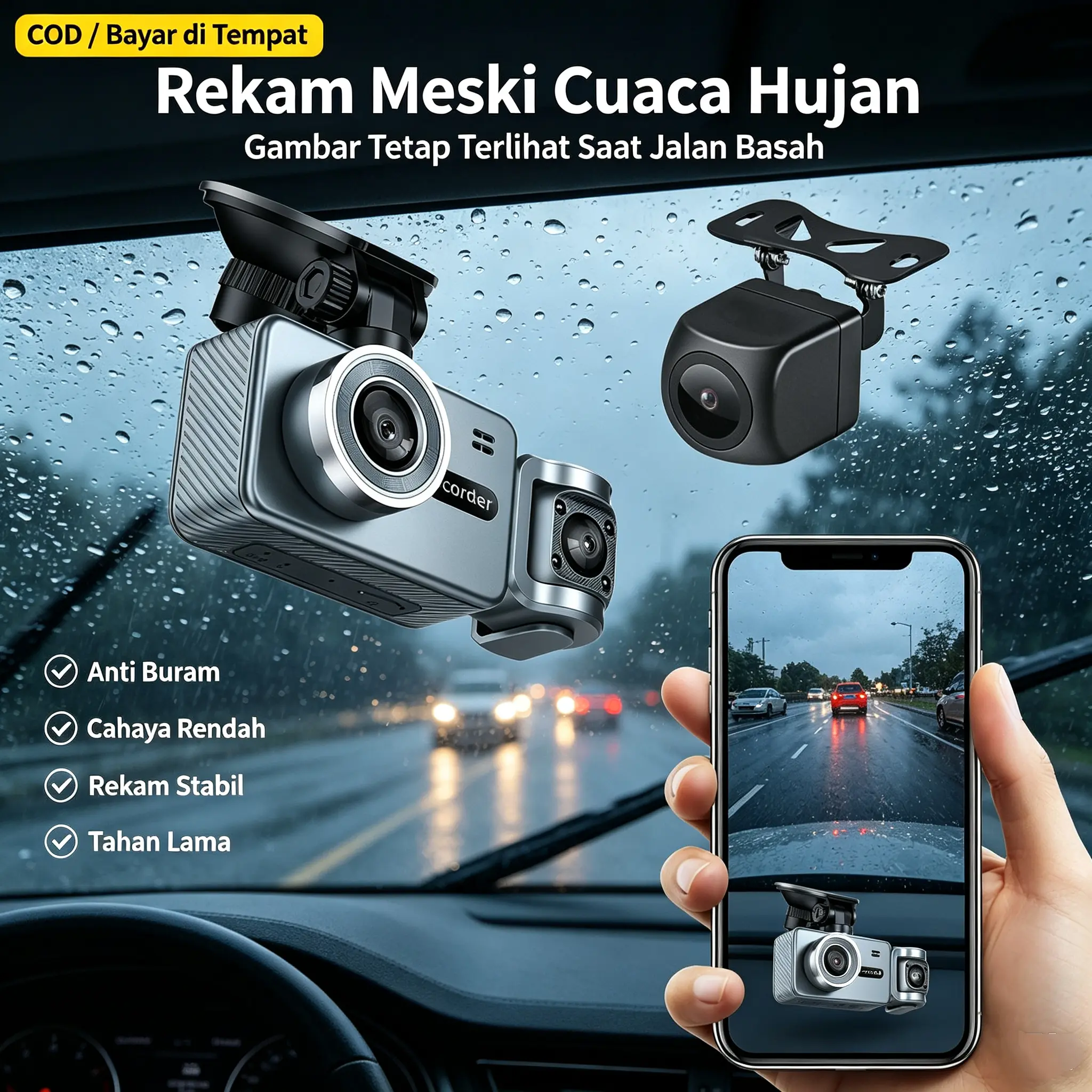 COD Dashcam Q2 3 Lens 4K WiFi Night Vision 24-hour parking monitoring