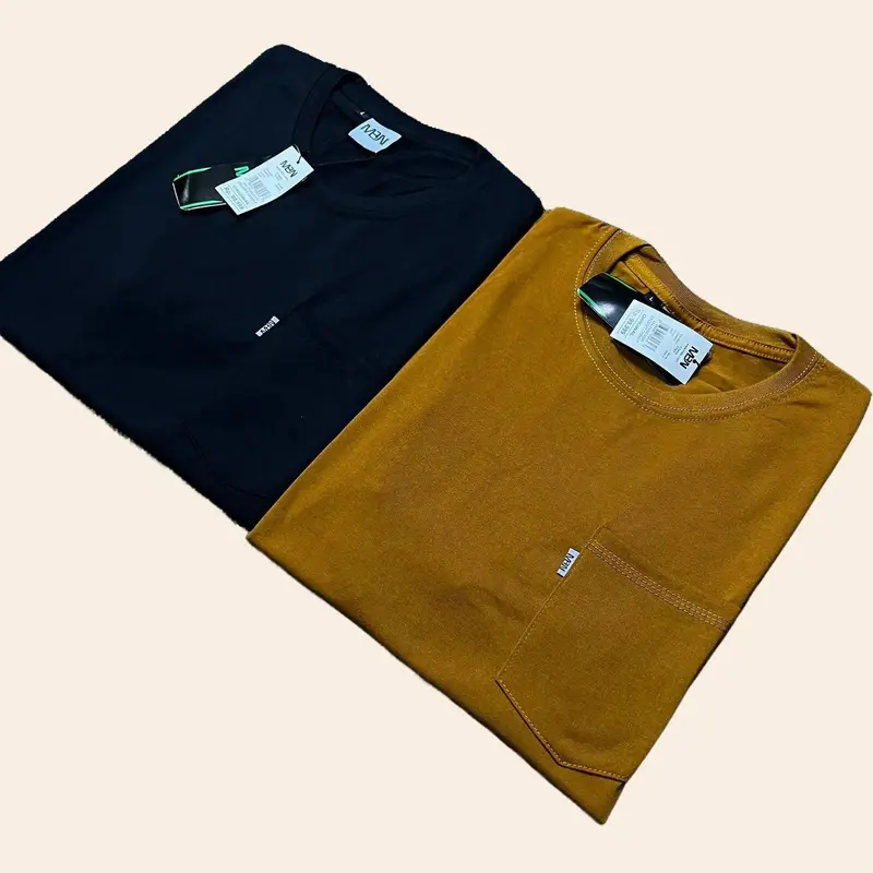 (Promo) Paket isi 2 pcs  Kaos Polos Pocket Saku MBN Pria Wanita Lengan Pendek L XL XXL XXXL Kantong Santai Semi Katun Nyaman Hitam