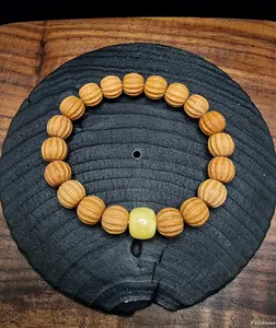 Gelang Biji Walnut Seed Ukiran Flower Amber blessed Tibet Super 11mm P223