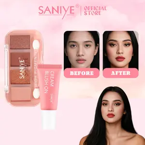 SANIYE LIVE BUNDLE 2pcs Eyeshadow 4 Warna & Cream Blush HIgh Pigmented Tahan Lama E0459 & R1299
