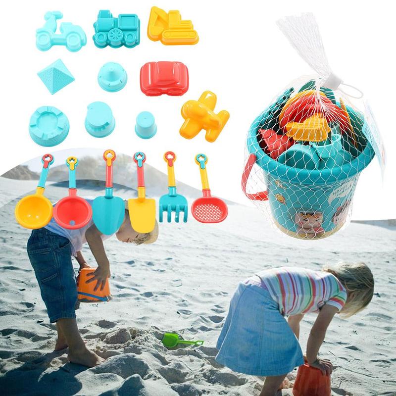 Product Introduction of 18Pcs/Set Travel Beach Toys Kids Beach Toys Set With Sand Rake Watering Can Bucket Shovels Rakes Models Play Tools 42