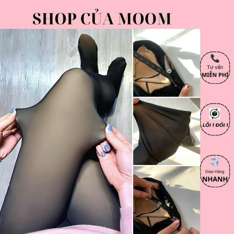 Nhà Moom Quần tất bầu 3D lót nỉ thu đông quần thiết kế đạp gót và liền bàn và có chun rút chỉnh bụng