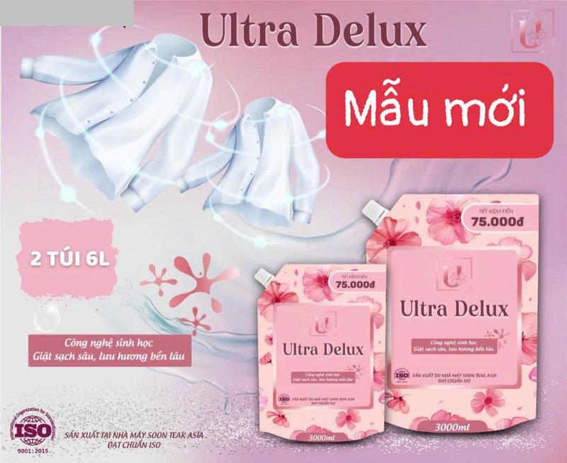  Combo 2 túi nước giặt xã 2in1 Ultra Delux  mẫu củ Herbal Premium  6000ml hương hoa kết hợp gỗ đàn hương 