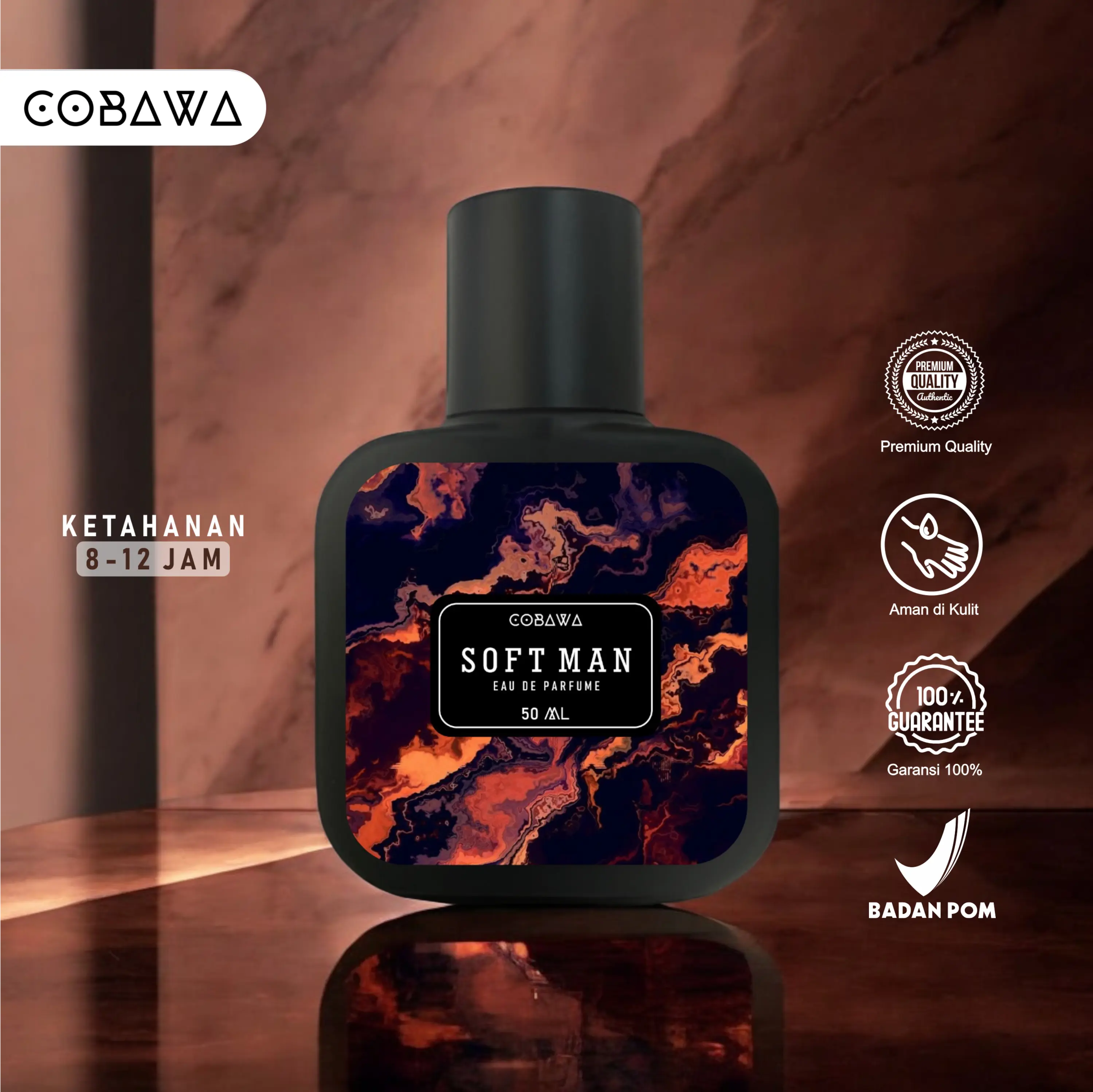 Cobawa Parfum Soft Man Vanilla Eau De Parfume 50 ml Cowok Perfume Tubuh Pria Wangi Vanila
