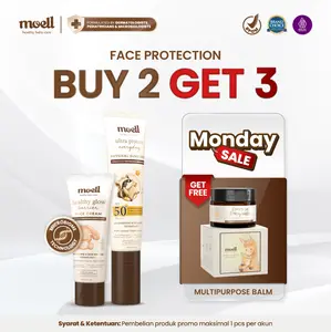 BUY 2 GET 3 Moell Face Protection deals! Physical Sunscreen 30gr & Face Cream 40gr FREE Balm 30gr - Physical Sunscreen SPF 50(+) PA(++++) -Face Cream Plant Based Probiotics Organic Avocado Oil - Perawatan Wajah Bayi & Anak Formulasi Dokter