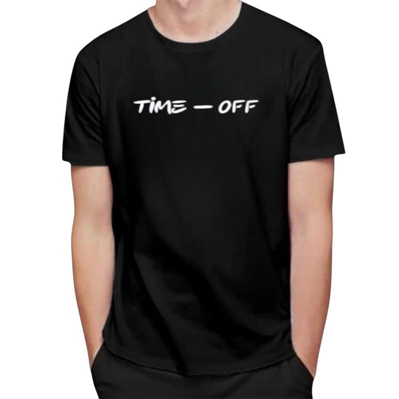 Product Introduction of Kaos pria dewasa distro lengan pendek motif grinlight time off cocok untuk santai warna hitam 15