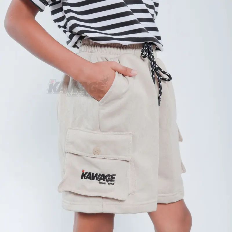 kawage celana cargo pendek anak laki laki celana pendek unisex usia 8-14 tahun bahan pleece tebal 5
