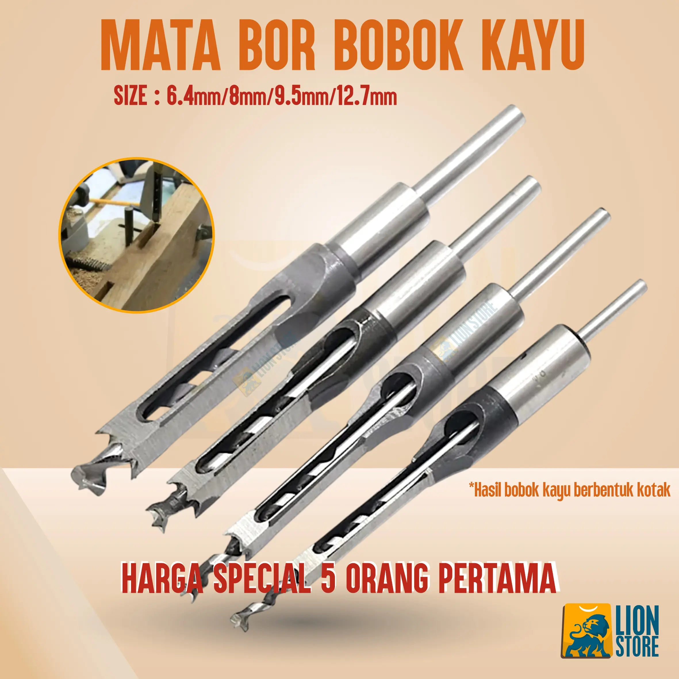 VHT Chisel Mata bor bobok kayu Mortising 1/4inch 5/16inch 3/8inch 1/2inch Mortising Chisel Chisel Set HSS 6.4/8/9.5/12.7 mm