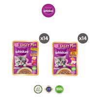 Gambar Whiskas Tasty Mix Gravy Makanan Kucing Basah Pouch Junior 70 gr - Isi 14 - Chicken Tuna  dari Whiskas Indonesia Kota Tangerang 1 Tokopedia