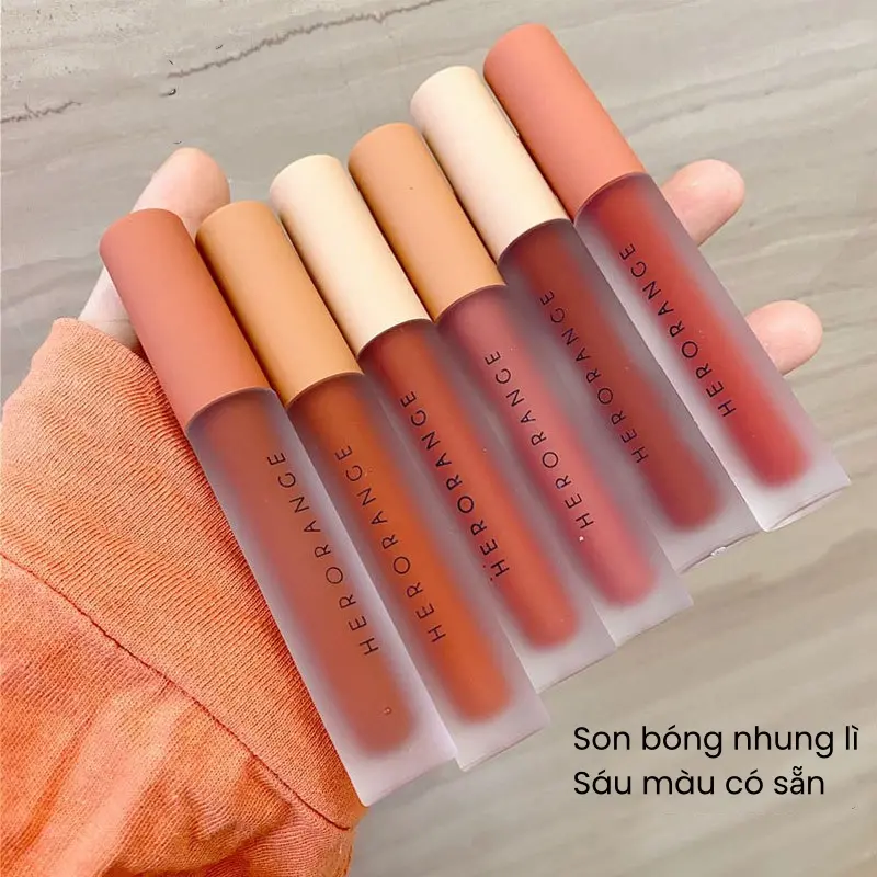 Bộ 3 Son Kem Herorange, Chất Son Mờ Lì Ánh Nhung, Không Dính Cốc, Không Phai Màu, Son Môi, Mỹ Phẩm, Dành Cho Nữ, Trang Điểm, Cosmetic