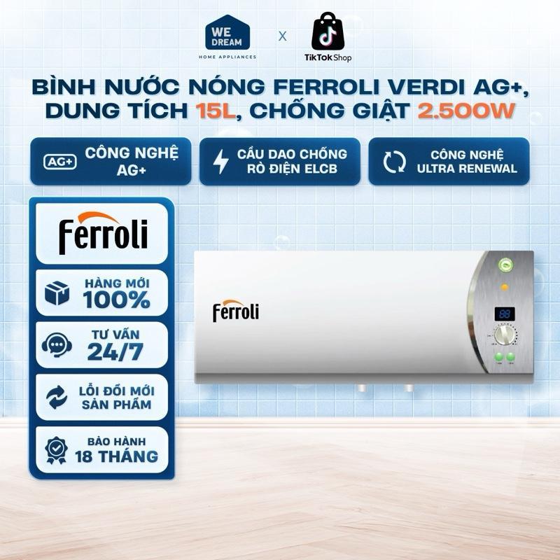 Máy nước nóng gián tiếp Ferroli 15 lít 2500W Mate 15L Ag+