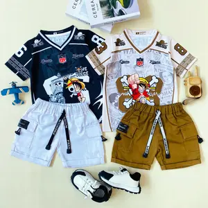 ESTISHOP X DINODAY Setelan Baju Anak Laki Laki Kaos Jersey one Piece Luffy Celana Cargo Premnium 1-9 Tahun