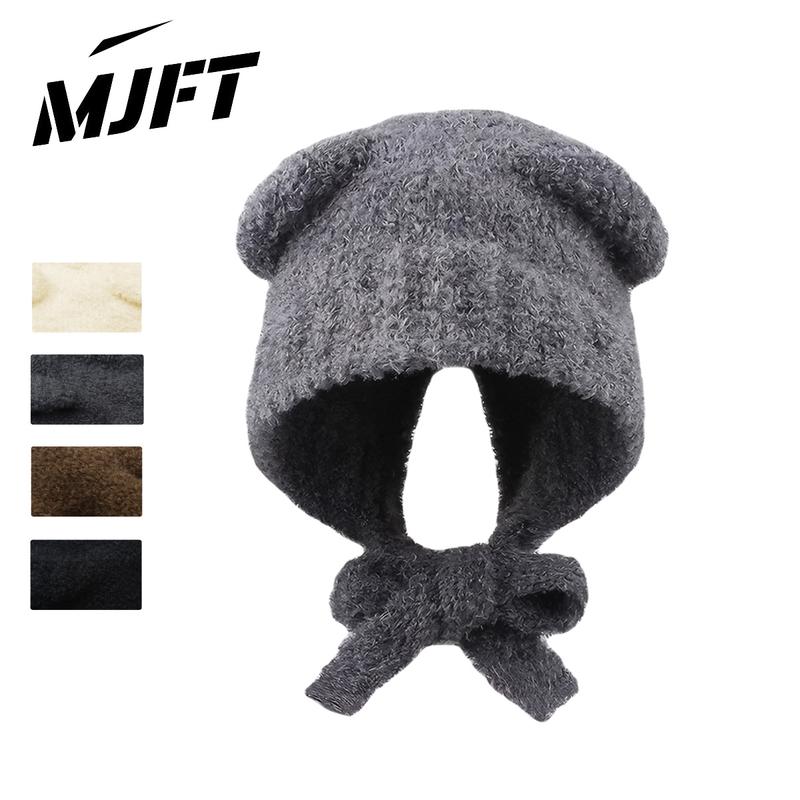 Mũ len nữ mùa thu và mùa đông mũ Baotou mới mũ dệt kim mũ nhồi bông gấu nhỏ dễ thương mùa đông ấm áp và thể hiện khuôn mặt nhỏ bao quanh tai cap
