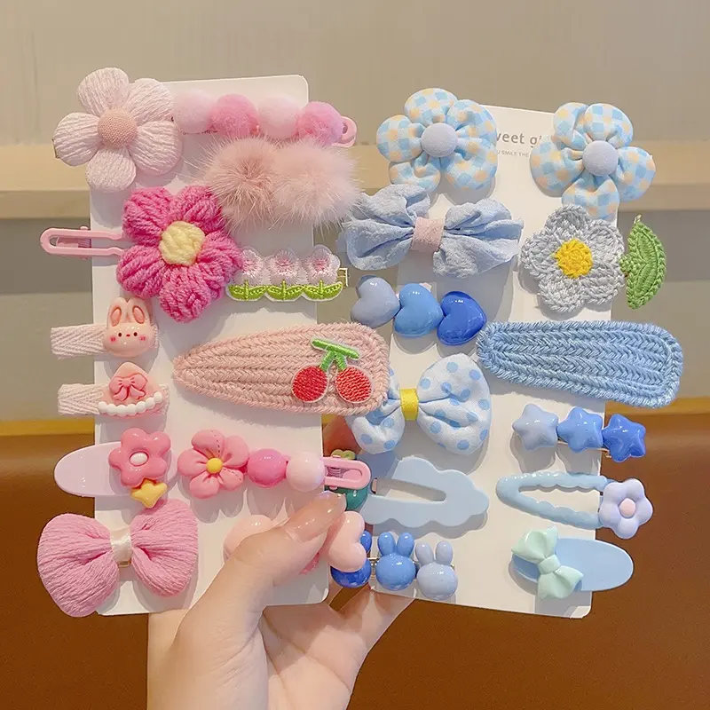 Bộ Kẹp Tóc Dệt Kim, Hàng Mới Về, Dễ Thương Cho Trẻ Em, Kẹp Tóc Mái, Kẹp Tóc, Thiết Kế Hoa Và Trái Cây, Thích Hợp Cho Bé Gái, Kẹp Tóc, Phụ Kiện Tóc 2