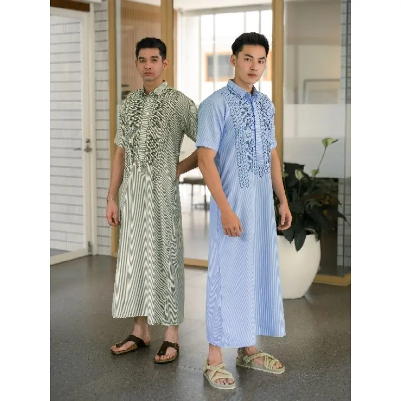 Gamis Salur Kombinasi Bordir Pria NUC.ID Zafran 02 (Hijau Sage) 6
