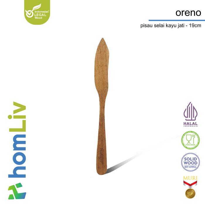 Gambar homLiv Pisau Selai Kayu jati 19 Cm Oreno Wooden Butter spoon Food Grade Kitchenware dari Homliv Indonesia Kota Administrasi Jakarta Utara Tokopedia