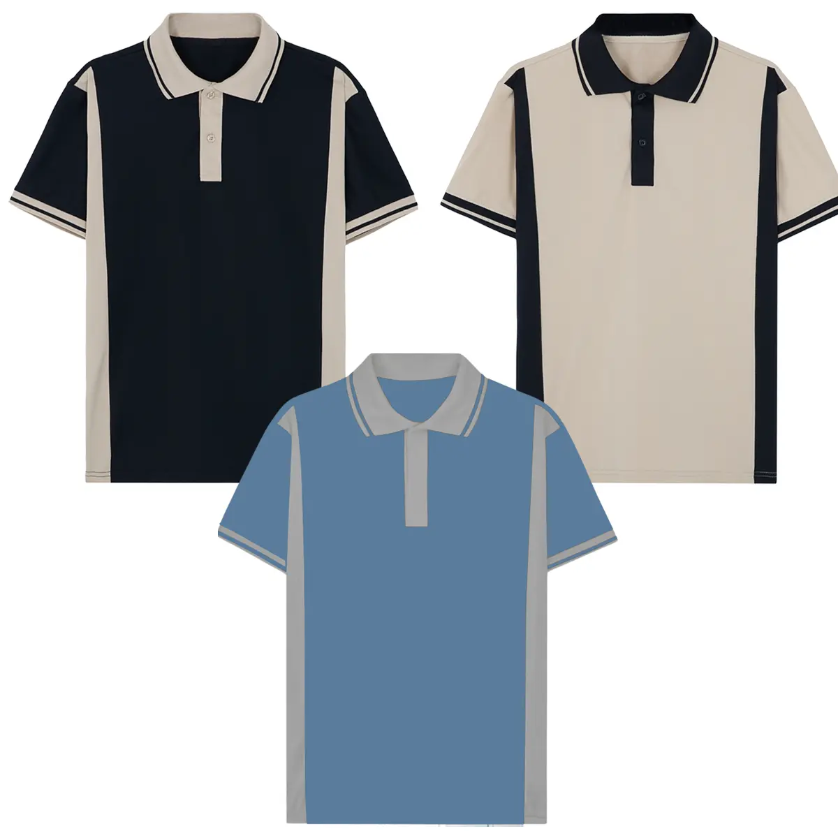 Bộ 3 áo thun polo nam Everest kiểu dáng phối sườn chất vải cá sấu co giản 4 chiều Nhiều màu