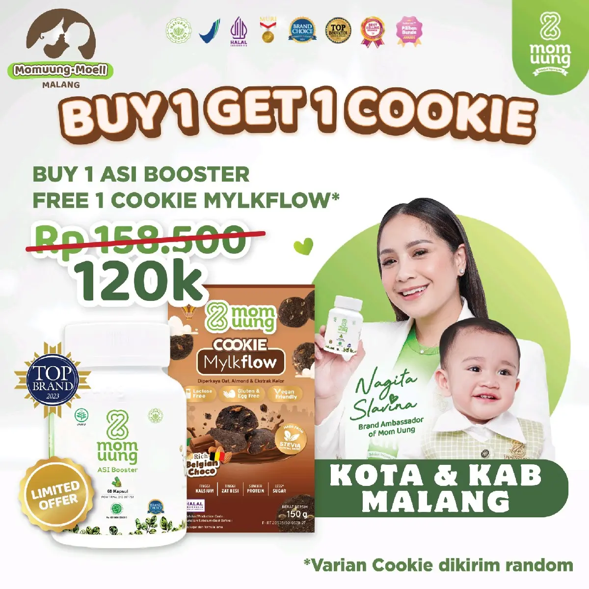: [ BUY 1 GET 1 FREE ] Mom Uung ASI  BOOSTER ISI 60 KAPSUL FREE 1 COOKIES MYLKFLOW