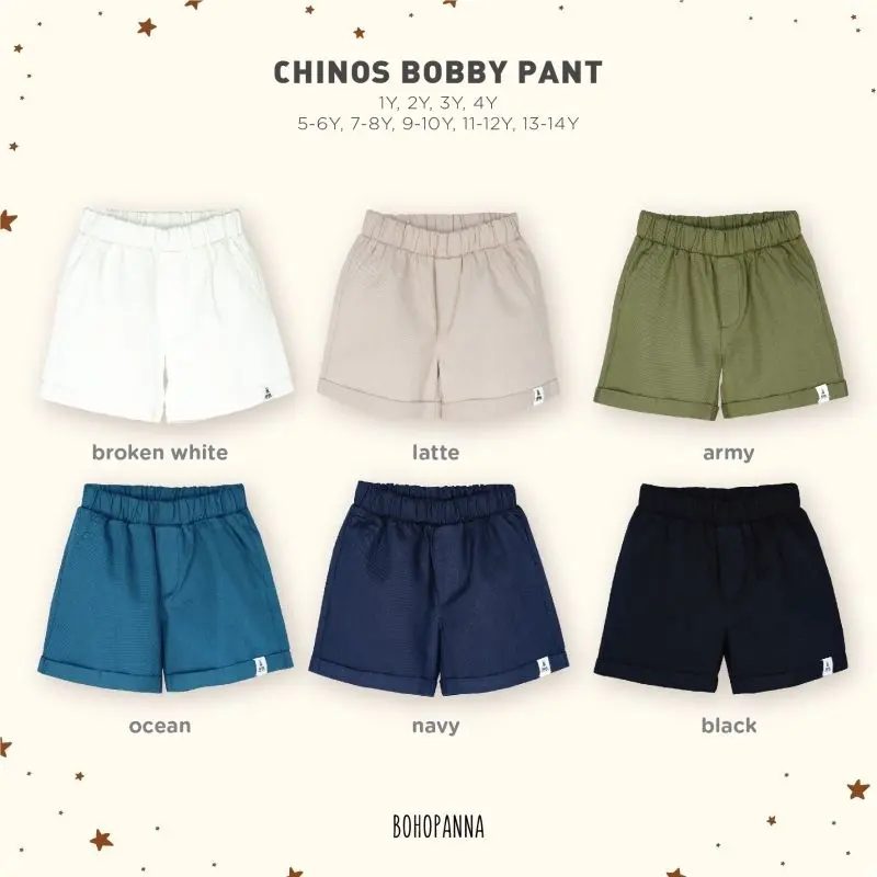 CHINOS BOBBY PANT PBohopanna B102 / B73 / Celana Chinos Anak Pendek Unisex Polos Katun 3