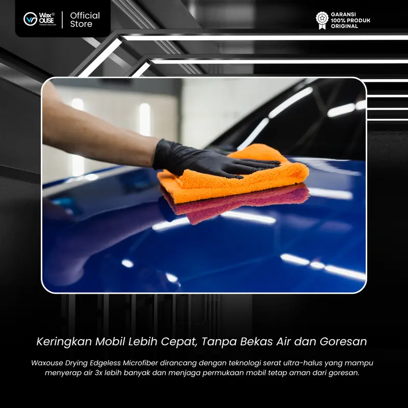 Waxouse Drying Edgeless Microfiber 420 Gsm Ukuran Besar 40x40cm - Lap Pengering Mobil Motor - Car, Kain 2
