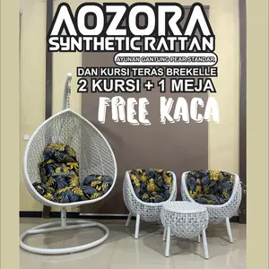 Pear Standar Kursi Teras Brekelle Ayunan Gantung Rotan Sintetis Standar Premium Bundling