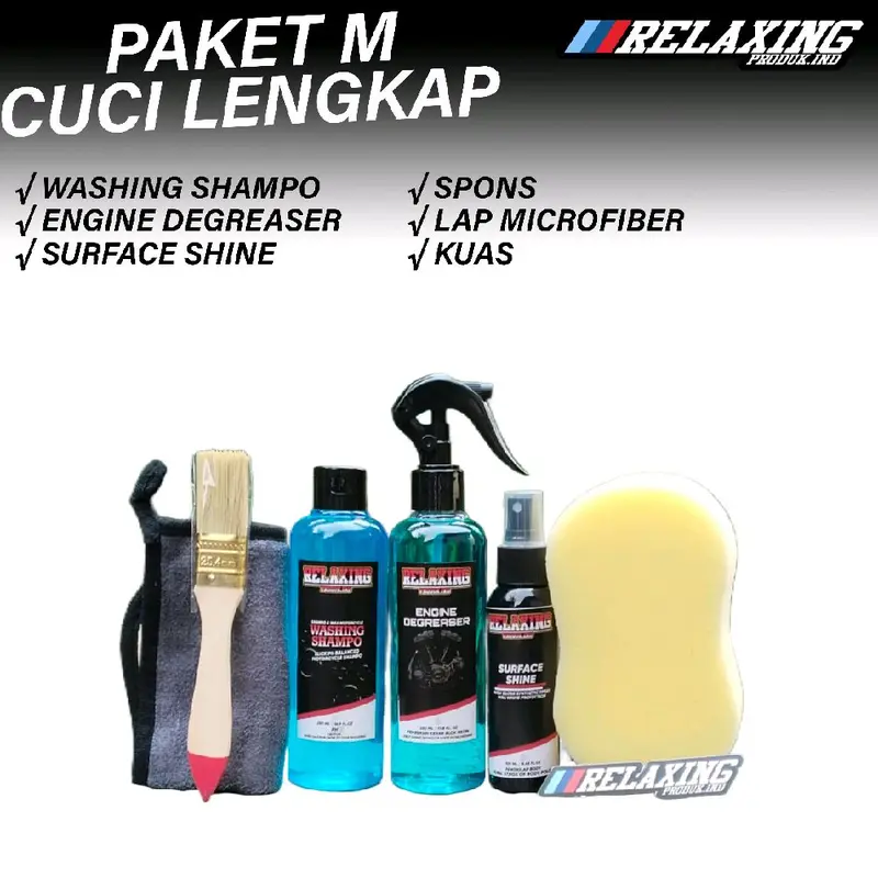 Terlaris No. 1 PAKET M PAKET CUCI LENGKAP ENGINE DEGRESER SHAMPO MOTOR PENGKILAP BODY SEMI COATING BY RELAXINGPRODUKIND 0