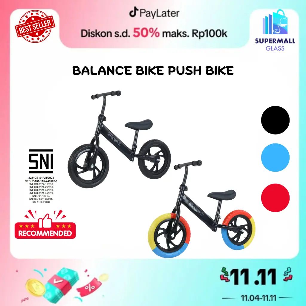 [SG] Sepeda Balance Bike Tanpa Pedal Roda 2 Anak Ride On Toys Ban Warna
