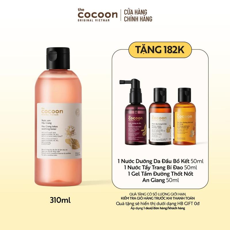 Bigsize - Nước sen Hậu Giang (toner) Cocoon giúp phục hồi đa nhiệm cho da rất nhạy cảm 310ml