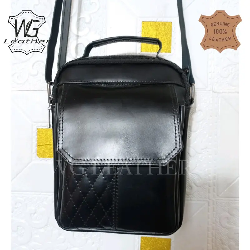 TAS SELEMPANG PRIA SIZE S BISA CUSTOM NAMA 100% KULIT SAPI ASLI 3